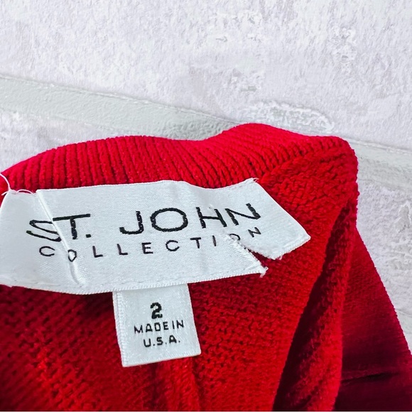 St. John Collection Santana Knit High Waist Straight Leg Pants in Red Size 2 - Picture 6 of 7